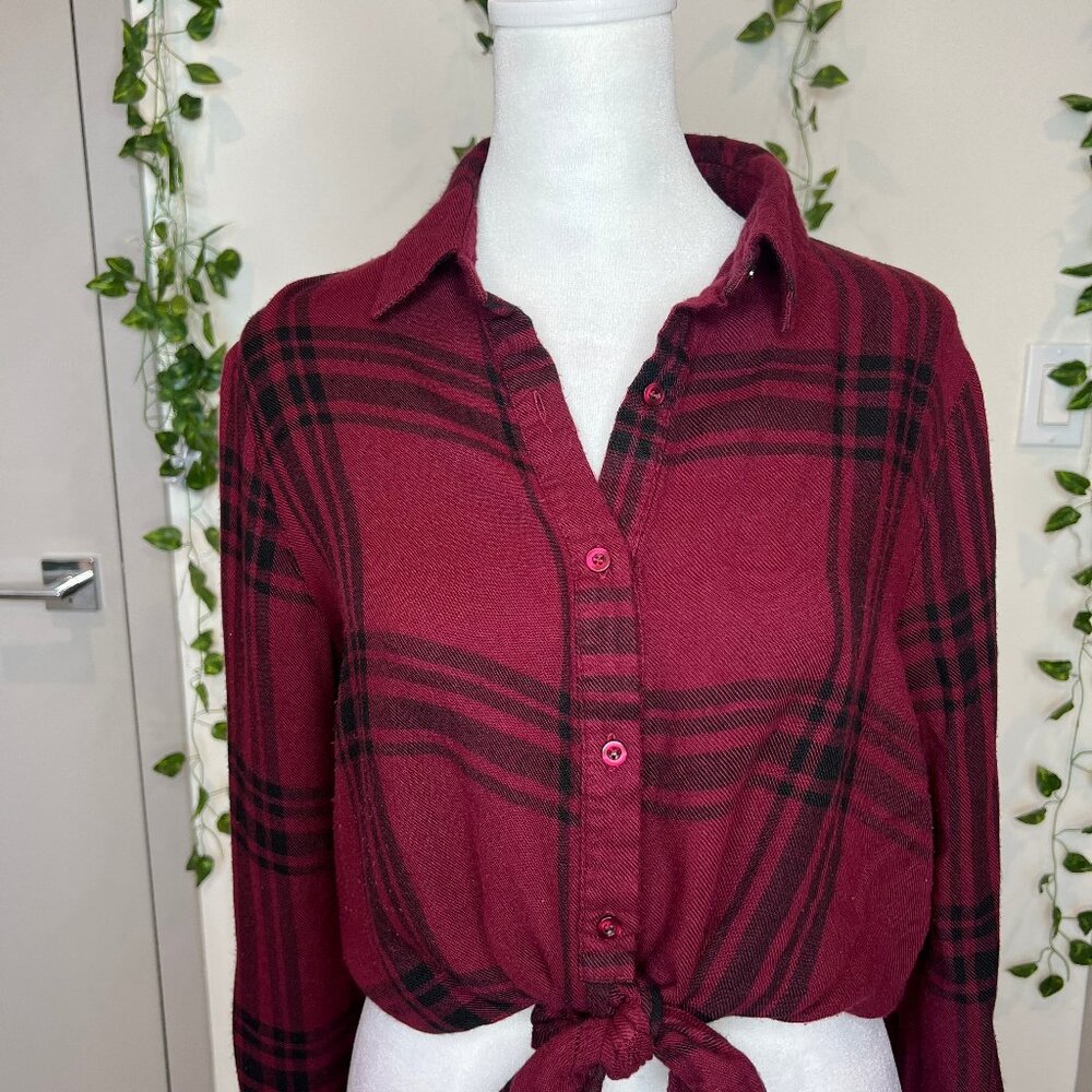 Mine Burgundy Flannel Shirt Size Medium